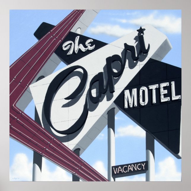 Capri Motel på väg 66 Retro Neon Poster (Framsidan)