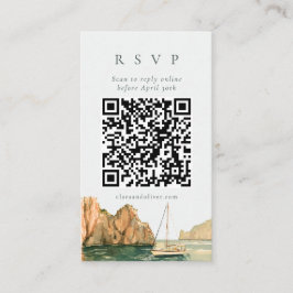 Capri segelbåtvik Vattenfärg QR-kod RSVP-kort Tilläggskort