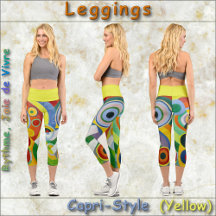 CAPRI STIL LEGGINGINGS - ’Rythme’ -Abstrakt + Gult