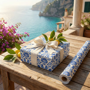 Capri Vintage Flair: Blue & White Italia Art Presentpapper