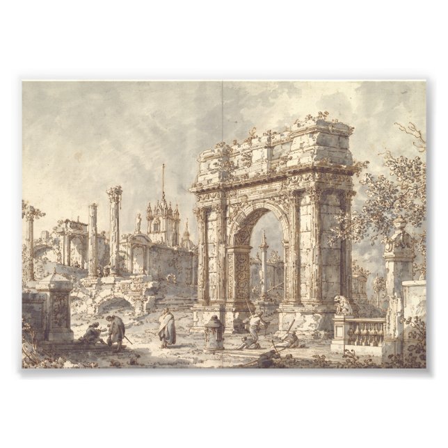 Capriccio med en romersk triumfbåge fototryck (Framsidan)