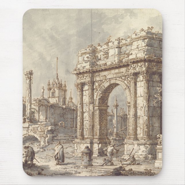 Capriccio med en romersk triumfbåge musmatta (Framsidan)