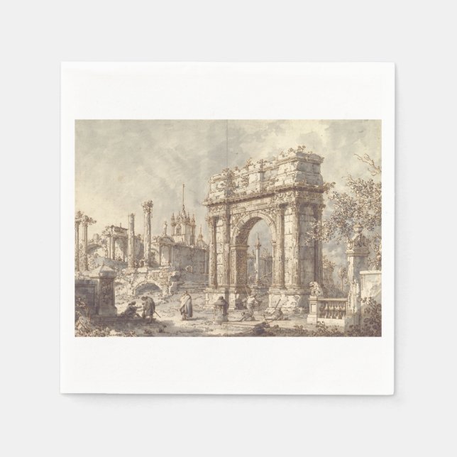 Capriccio med en romersk triumfbåge pappersservett (Framsidan)