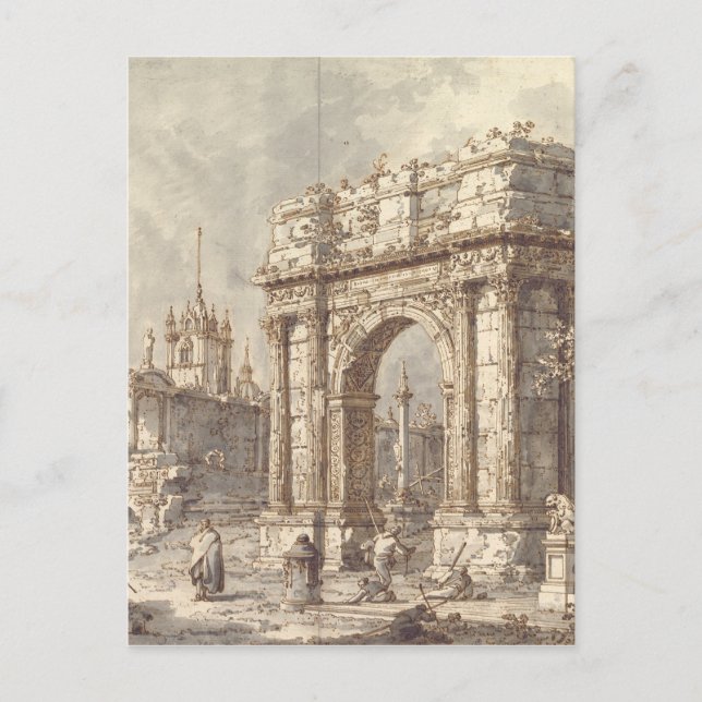 Capriccio med en romersk triumfbåge vykort (Framsida)