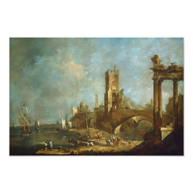Capriccio of a Harbour Photo Print Fototryck (Framsidan)