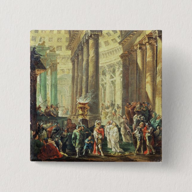Capriccio T28517 av ett romerskt tempel med Knapp (Framsida)