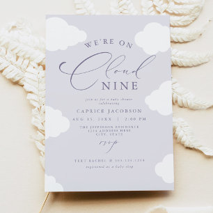 CAPRICE Lavender Lila Cloud Nine Baby Shower Inbjudningar