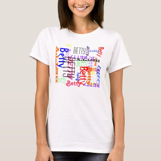 Capricious Repeat Namn Collage Monogram Tee Shirt (Framsida)