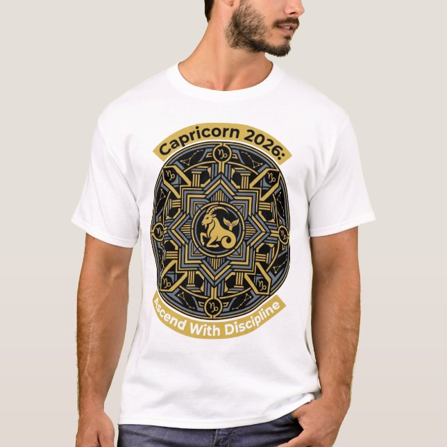 Capricorn 2026 Zodiac Mandala | Earth Sign Astro T Shirt (Framsida)