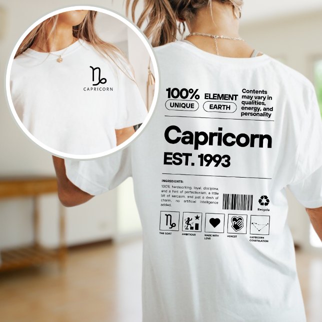 Capricorn Anpassningsbar Zodiac Astrology Birthday T Shirt (Skapare uppladdad)
