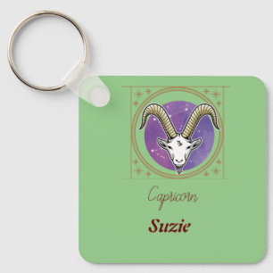 Capricorn-astrologiska tecken /editable namn nyckelring