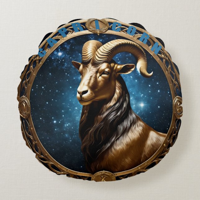 Capricorn astrology-tecken rund kudde (Framsidan)