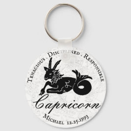 Capricorn Astrology Zodiac Black White Anpassnings Nyckelring