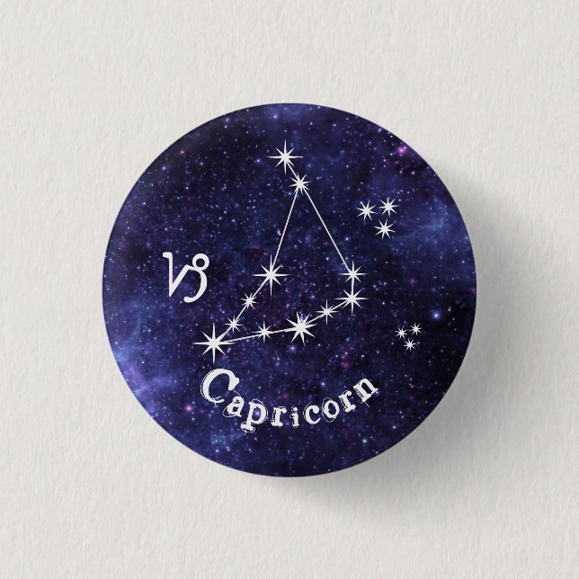 Capricorn Badge, Zodiac Horoscope Badge Knapp (Framsida)