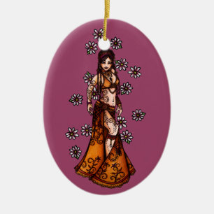 Capricorn Belly Dancer Goddes Zodiac Magdans Julgransprydnad Keramik