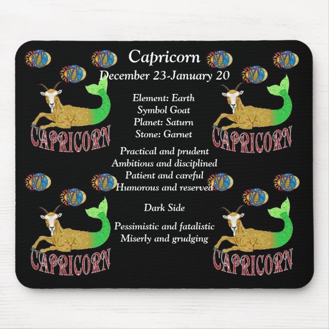 Capricorn Birth Sign Zodiac Mouse Pad Musmatta (Framsidan)
