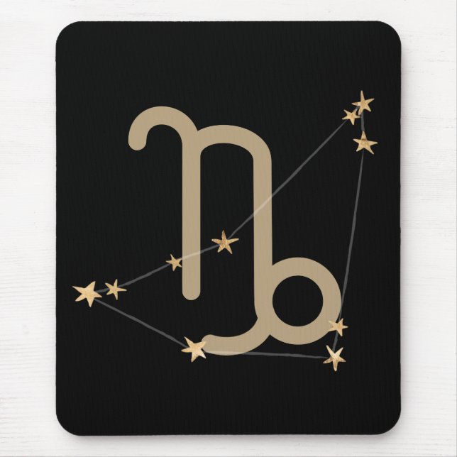 Capricorn Black guld zodiac-stjärnor Musmatta (Framsidan)