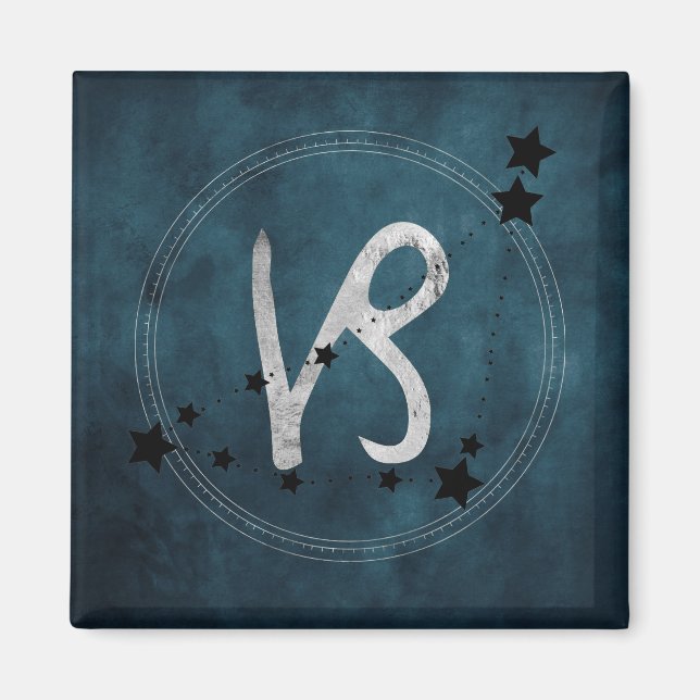 Capricorn black & silver zodiac konstellation teal magnet (Framsidan)
