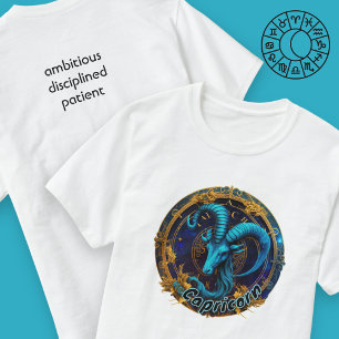 Capricorn Blue och Guld Watercolor Zodiac T Shirt