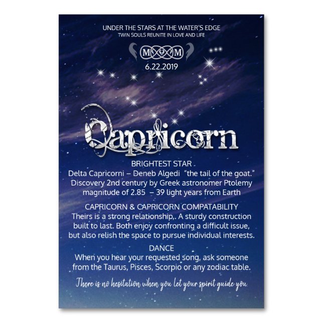 Capricorn Bord Card Bordsnummer (Framsidan)