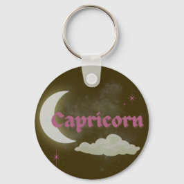 Capricorn Celestial Aesthetic Måne Cloud Stars Art Nyckelring