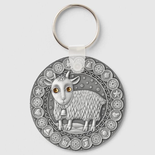 Capricorn Coin Basic-knappar nyckelring (Framsida)