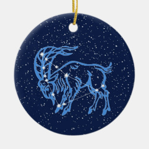 Capricorn Constellation and Zodiac Sign with Stars Julgransprydnad Keramik