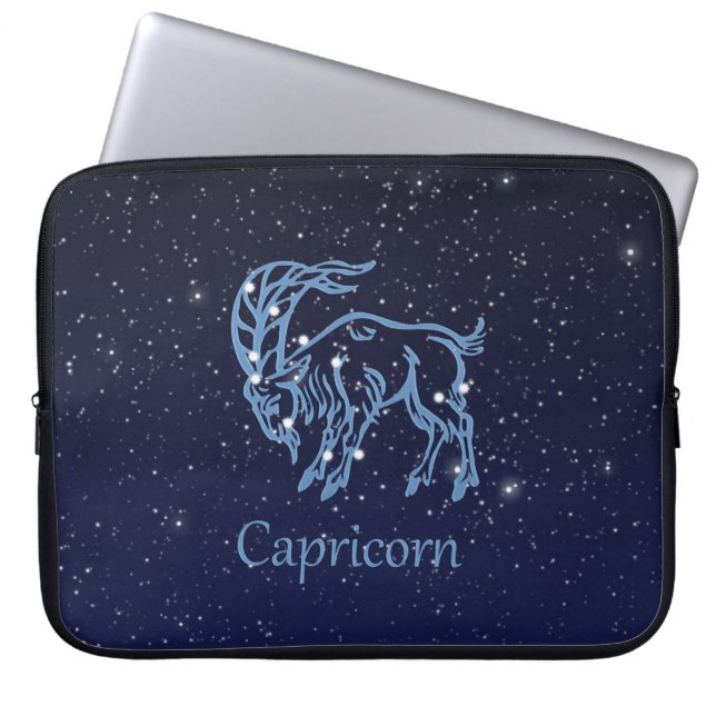 Capricorn Constellation and Zodiac Sign with Stars Laptop Sleeve (Framsidan)