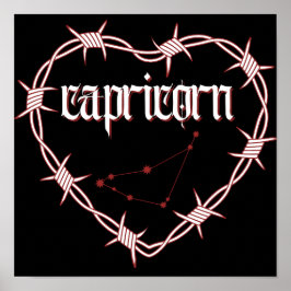 Capricorn Constellation Gothic Mörk Celestial Art Poster