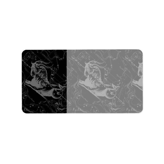 Capricorn Constellation Hevelius 1690 on Black Adressetikett (Framsidan)