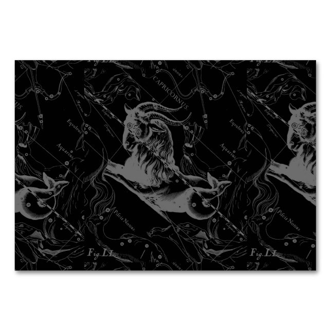 Capricorn Constellation Hevelius 1690 on Black Bordsnummer (Framsidan)