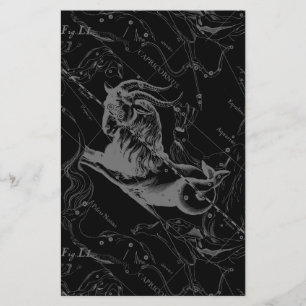 Capricorn Constellation Hevelius 1690 on Black Flygblad