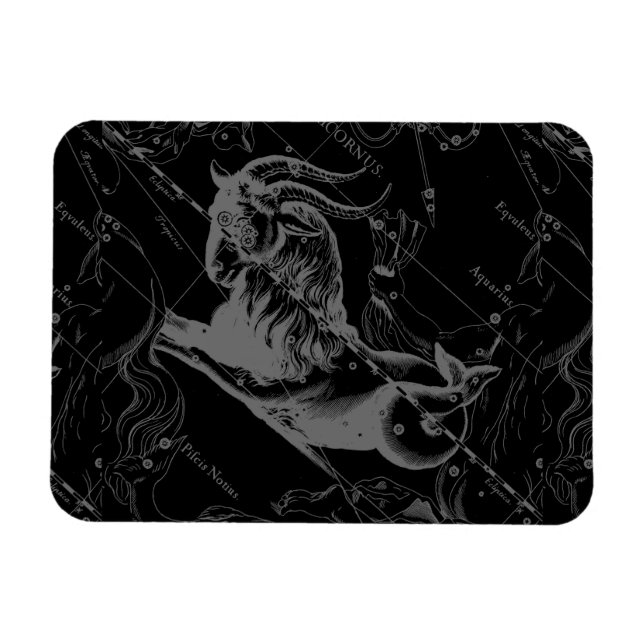 Capricorn Constellation Hevelius 1690 on Black Magnet (Horisontell)