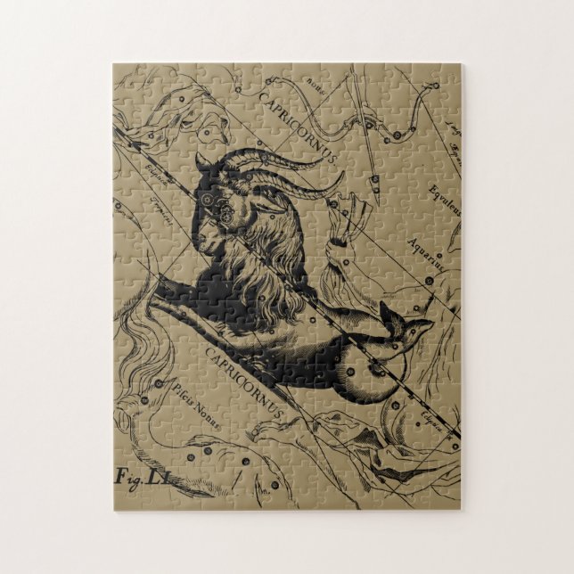 Capricorn Constellation Hevelius 1690 on Taupe Pussel (Vertikal)