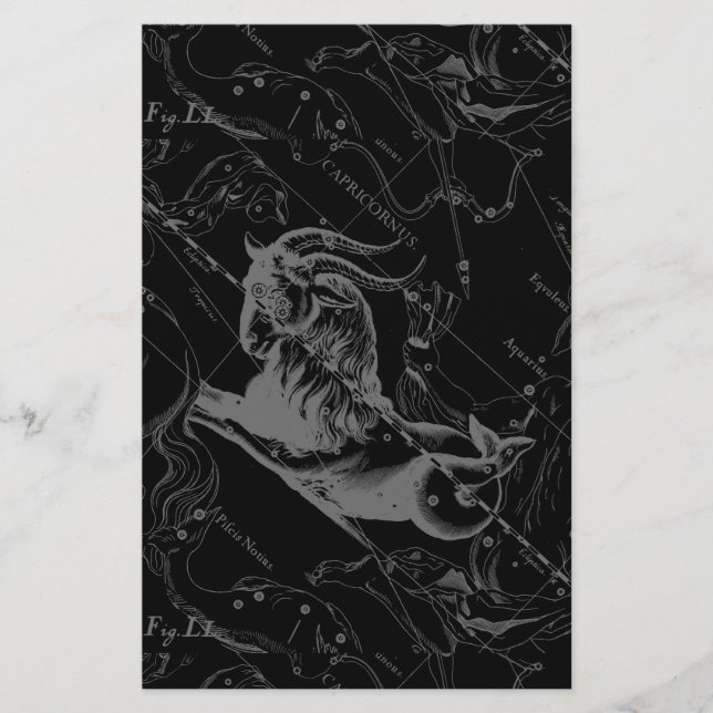 Capricorn Constellation Karta Hevelius Engrave Brevpapper (Framsida)