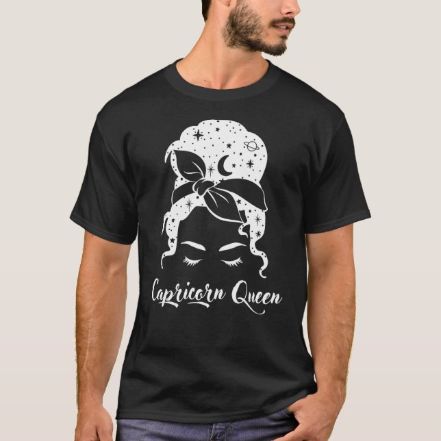 Capricorn Drottning Sign Horoscope Birthday T Shirt (Framsida)