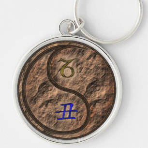 Capricorn & Earth Ox Rund Silverfärgad Nyckelring