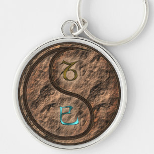 Capricorn & Earth Snake Keychain Rund Silverfärgad Nyckelring