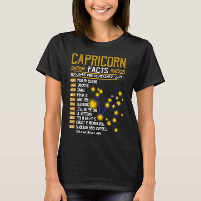 Capricorn Facts Horoscopes Capricorn Birthday T Shirt (Framsida)