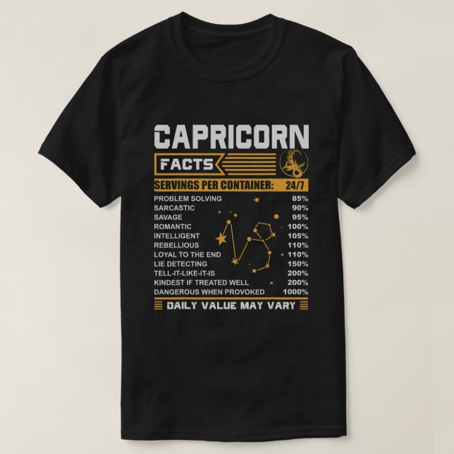 Capricorn Facts Zodiac Funny Capricorn Birthday T Shirt (Design framsida)