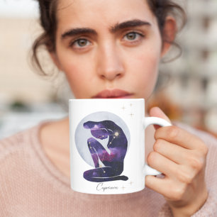 Capricorn Feminine Blue Lila Zodiac Design Kaffemugg