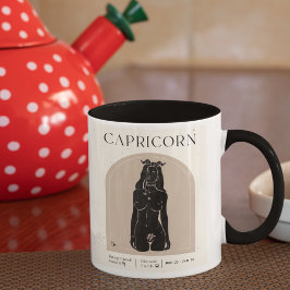 Capricorn Feminine Zodiac Design Brown Black 15 OZ Mugg