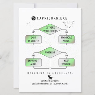 Capricorn FlowChart Funny Zodiac Humor (färgstark)