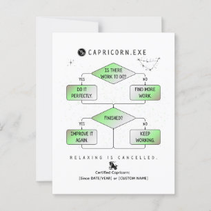 Capricorn FlowChart Funny Zodiac Humor (färgstark) Vykort