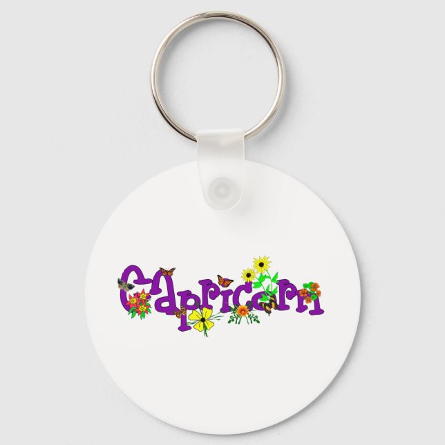Capricorn Flowers Nyckelring (Framsida)