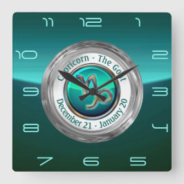 Capricorn - getzodiacen undertecknar fyrkantig klocka