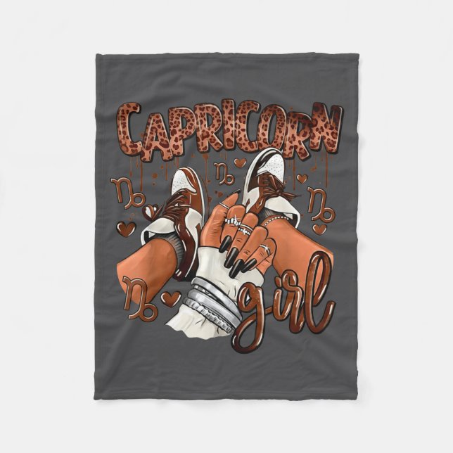 Capricorn Girl Birthday Afro Queen Sneakers Zodiac Fleecefilt (Framsidan)