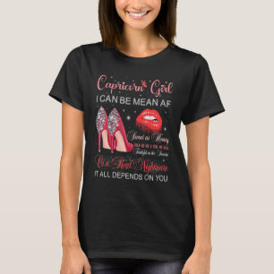 Capricorn Girl Birthday Högklackars Dripping Läppa T Shirt