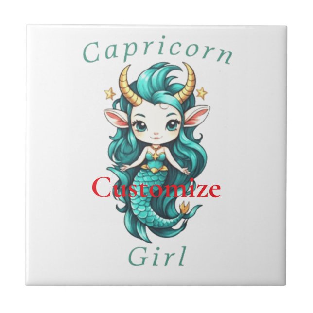 Capricorn Girl Sjöjungfru Thunder_Cove Kakelplatta (Framsidan)