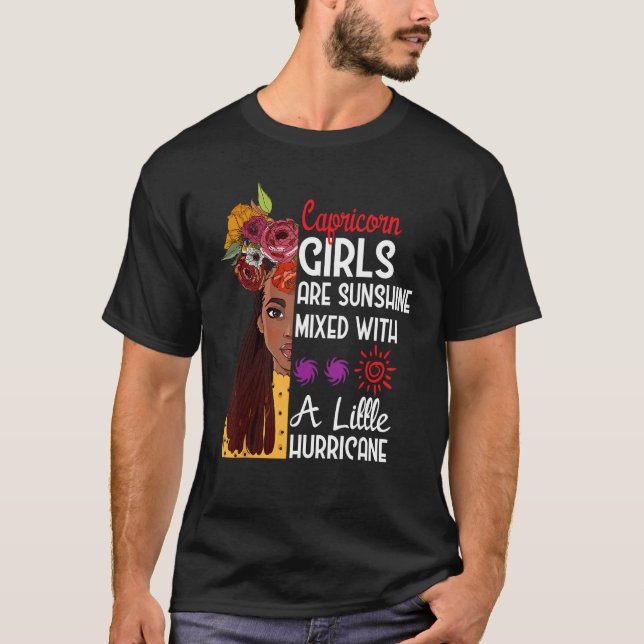 Capricorn Girls Are Sunshine Mixed Little Hurrican T Shirt (Framsida)